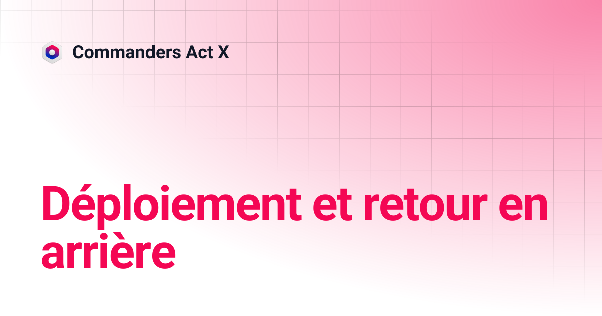 Déploiement et rollback | Commanders Act X