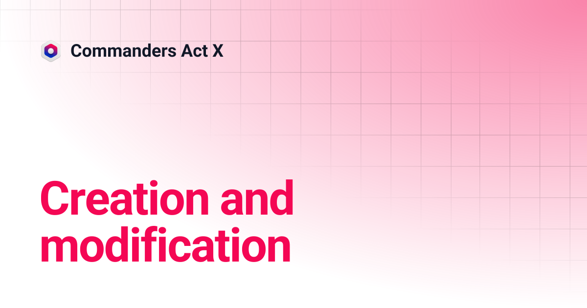 Creation and modification | Commanders Act X